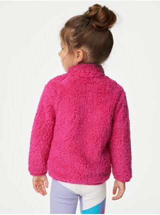Tmavě růžová holčičí mikina z umělé kožešiny Marks & Spencer 