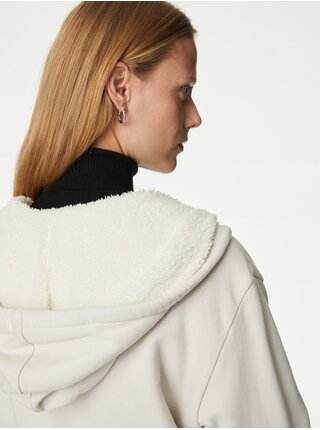 Krémová dámská basic mikina na zip s kapucí Marks & Spencer 