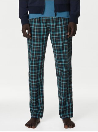 Modré pánské kostkované pyžamové kalhoty Marks & Spencer 