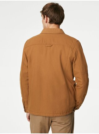 Hnedá pánska bunda s umelým kožúškom Marks & Spencer