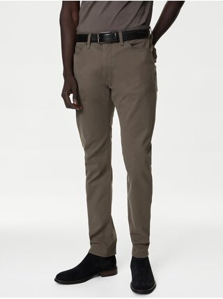 Hnědé pánské slim fit kalhoty Marks & Spencer 