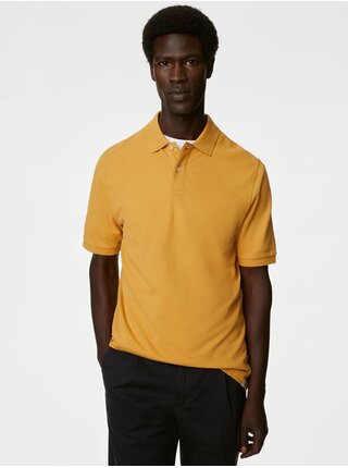 Žluté pánské basic polo tričko Marks & Spencer 