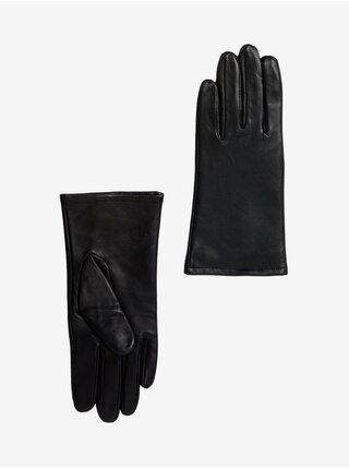 Čierne dámske kožené rukavice s podšívkou Marks & Spencer 