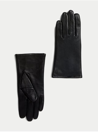 Černé dámské kožené rukavice s podšívkou Marks & Spencer 