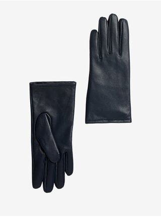 Tmavomodré dámske kožené rukavice s podšívkou Marks & Spencer 