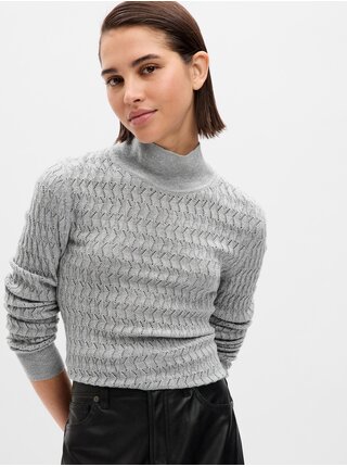 Šedý dámsky pletený sveter s prímesou vlny GAP