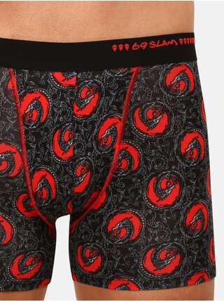 Červeno-šedé pánské vzorované boxerky 69SLAM   
