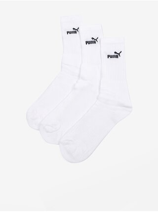 Sada tří párů ponožek v bílé barvě Puma Elements Crew