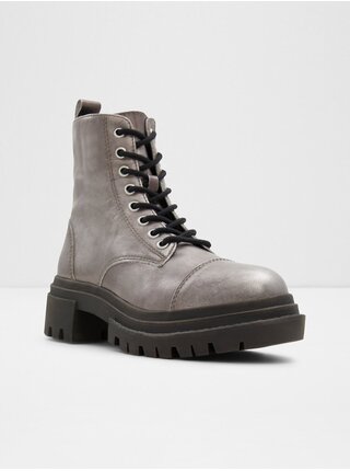 Dámské kožené kotníkové boty ve stříbrné barvě ALDO Bigmark 