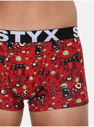 Červené pánské vzorované boxerky Styx Zombie 