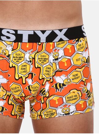 Žluto-oranžové pánské vzorované boxerky Styx Včelky 