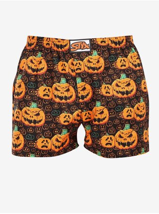 Oranžovo-hnědé pánské trenýrky Styx Halloween dýně  