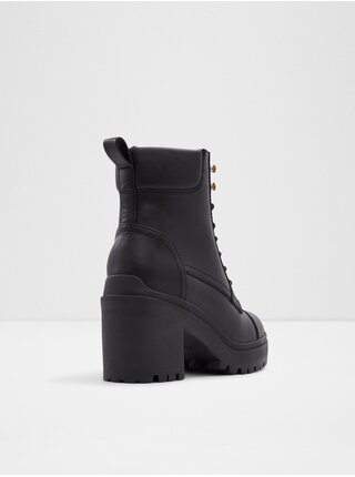 Černé dámské kožené kotníkové boty na podpatku ALDO Alique 