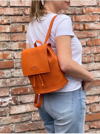 Oranžový dámský kožený batoh Elega Cutie 