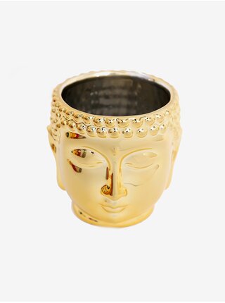 Keramický květináč ve zlaté barvě Hlava Buddhy SIFCON