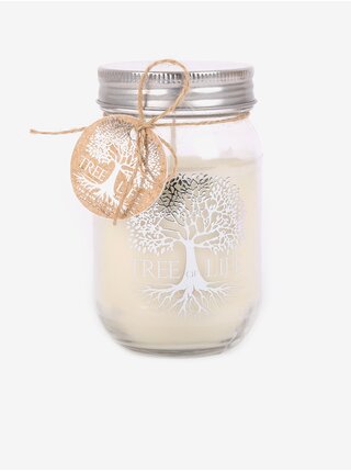 Vonná svíčka ve skle s vůní santalového dřeva SIFCON Tree Of Life - stříbrná barva