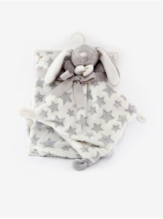Šedo-bílá dětská vzorovaná deka s plyšovým mazlíkem na spaní SIFCON
