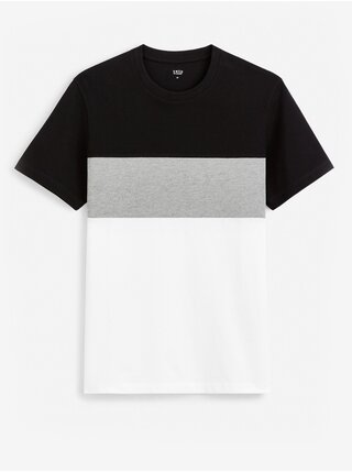 Bílo-černé pánské tričko Celio Febloc  