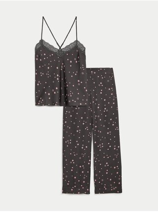 Tmavě šedé dámské vzorované pyžamo Marks & Spencer  