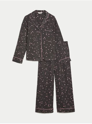 Tmavě šedá dámská vzorovaná pyžamová souprava Marks & Spencer 