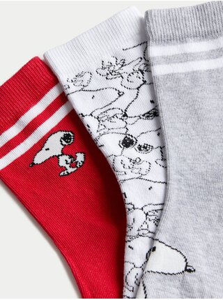 Sada tří párů ponožek v červené, bílé a šedé barvě Marks & Spencer   