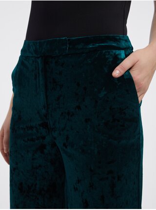 Zelené dámské sametové kalhoty ORSAY