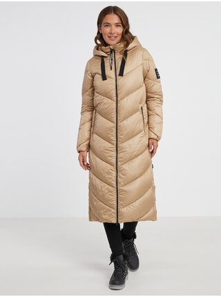 Béžový dámsky zimný prešívaný kabát SAM 73