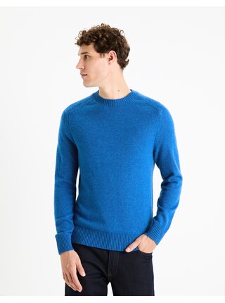 Modrý pánsky basic sveter Celio Cevlna
