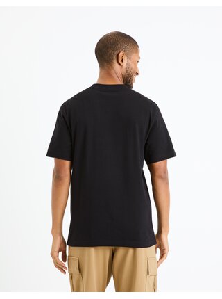 Čierne pánske tričko s potlačou Celio Fecrunch