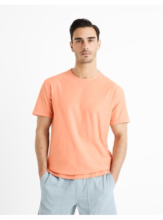 Oranžové pánské basic tričko Celio Fecola 
