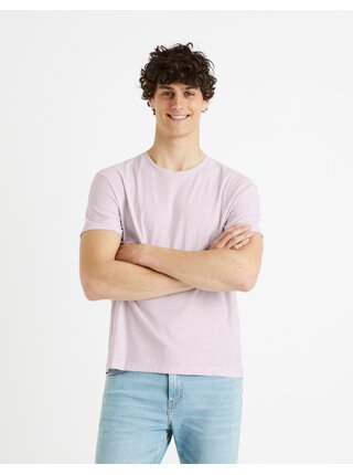 Světle fialové pánské basic tričko Celio Fecola 