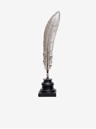 Dekorativní peříčko ve stříbrné barvě na dřevěném podstavci - větší SIFCON 