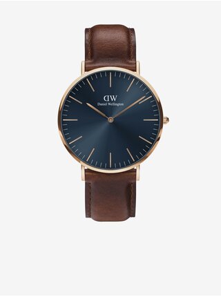 Tmavohnedé pánske kožené hodinky Daniel Wellington CLASSIC 