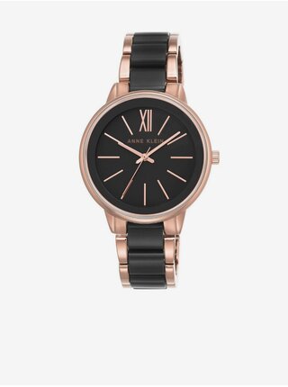 Dámske hodinky v čierno-ružovozlatej farbe Anne Klein