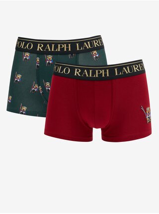 Sada dvou pánských boxerek v červené a zelené barvě Ralph Lauren