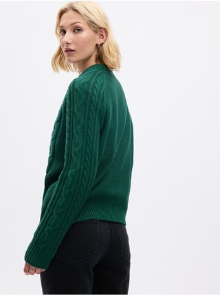 Zelený dámsky vrkočový sveter GAP