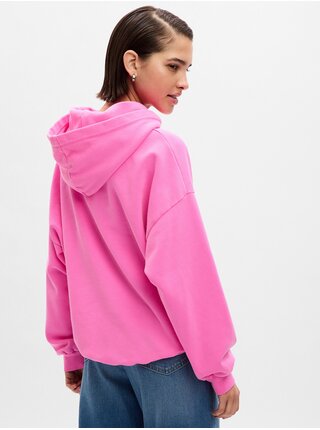 Neonově růžová dámská basic mikina s kapucí GAP
