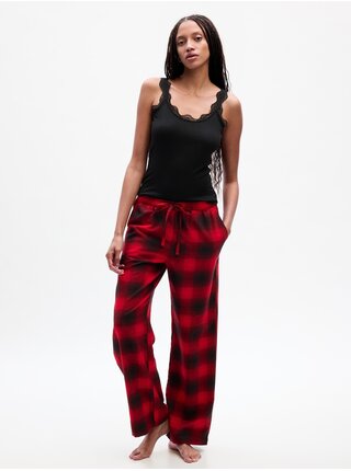 Čierno-červené dámske kockované pyžamové nohavice GAP
