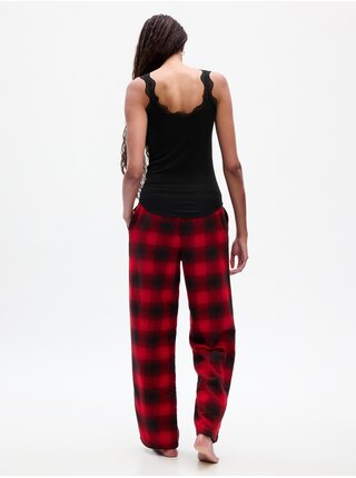 Čierno-červené dámske kockované pyžamové nohavice GAP