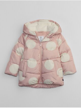 Růžová holčičí zimní prošívaná bunda s puntíky GAP