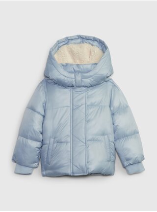Svetlomodrá detská zimná prešívaná bunda s kapucňou GAP