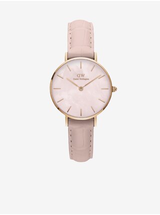 Růžové dámské kožené hodinky Daniel Wellington Petite