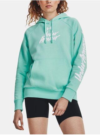 Tyrkysová mikina Under Armour UA Rival Fleece Graphic Hdy