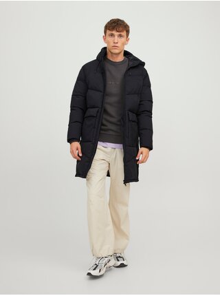 Čierny pánsky prešívaný zimný kabát Jack & Jones Vester