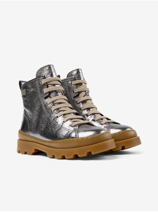 Holčičí kožené zimní boty ve stříbrné barvě Camper Brutus