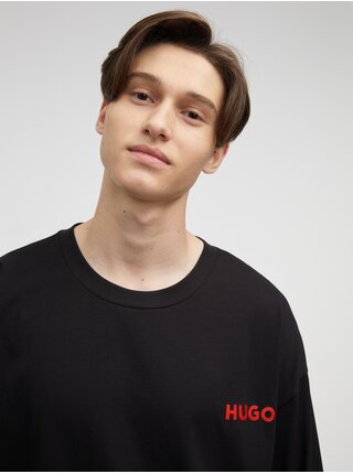 Černé pánské tričko s dlouhým rukávem HUGO