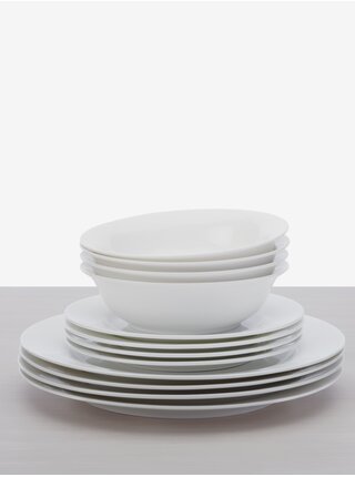 Bílá jídelní sada z kostního porcelánu Cashmere 12dílná Maxwell & Williams