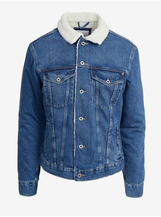 Modrá pánská džínová bunda s umělým kožíškem Pepe Jeans Pinner DLX