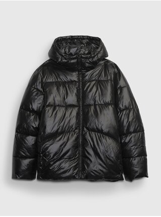 Čierna pánska zimná prešívaná bunda s kapucňou GAP PrimaLoft®