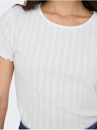 Bílé dámské žebrované tričko ONLY Carlotta